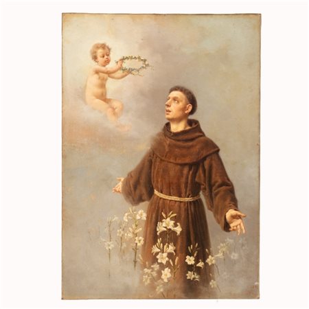 Teofilo Patini (Castel di Sangro, 1840 - Napoli, 1906) 
TEOFILO PATINI  Sant’Antonio da Padova 1897
olio su tela cm 70,5x48,5; con cornice cm 87x66,5