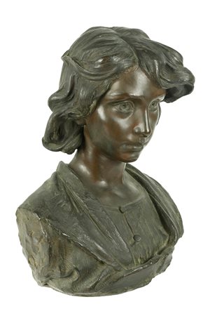 Costantino  Barbella ( Chieti, 31 gennaio 1853 -  Roma,  5 dicembre 1925) 
Scultura in bronzo "La Montagnola" 
mezzobusto in bronzo  cm 47x34x23