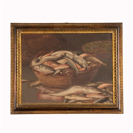 Raffaello Celommi (Firenze, 1881 - Roseto degli Abruzzi, 1957) 
I doni del mare 
olio su tela cm 54,5x71; con cornice cm 68x86