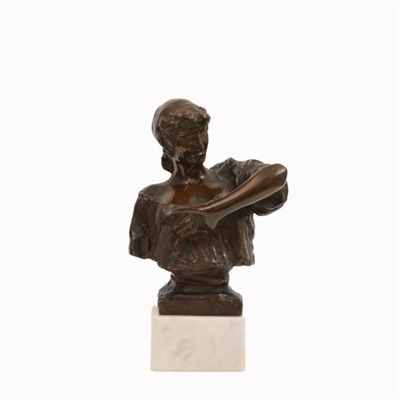 Costantino  Barbella ( Chieti, 31 gennaio 1853 -  Roma,  5 dicembre 1925) 
Scultura "Noli me tangere" 
bronzo base cm 4x7x7; scultura cm 16x12,5