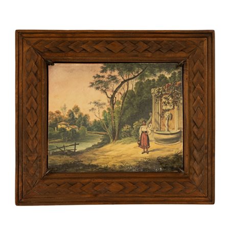 Antonio Piermatteo  
Donna alla fontana 
 cm 20x25; con cornice 32,5x37,5