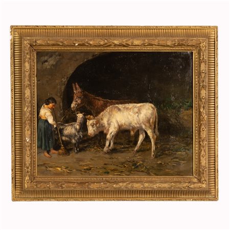  
Pittore scuola napoletana  Fine XIX secolo
olio su tela cm 41x51; con cornice cm 58x68