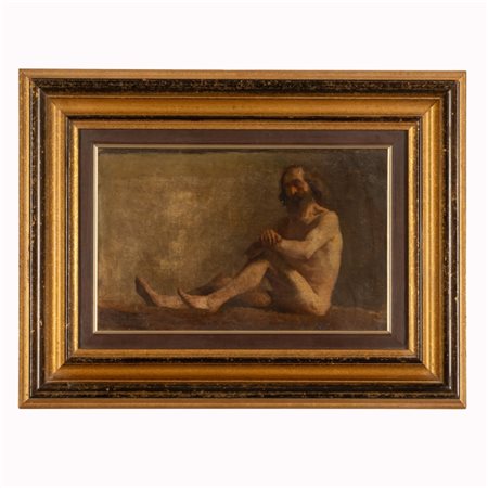  
Nudo di uomo fine '800
olio su tela cm 23,5x36; con cornice cm 41x54,5