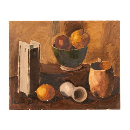 Giuseppe Centi (Rieti, 1904 - L'Aquila, 1983) 
 Natura morta 
olio su cartone telato cm 40x50