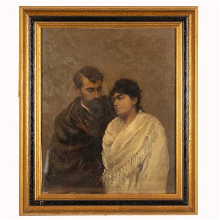  
La coppia fine XIX secolo
olio su tela cm 56,5x46,5; con cornice cm 69,5x60