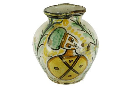 Manifattura di Bussi sul Tirino (PE), fabbrica Barone, seconda/terza decade del XIX secolo  
Boccale panciuto con breve collo svasato. fine del XVIII secolo
 