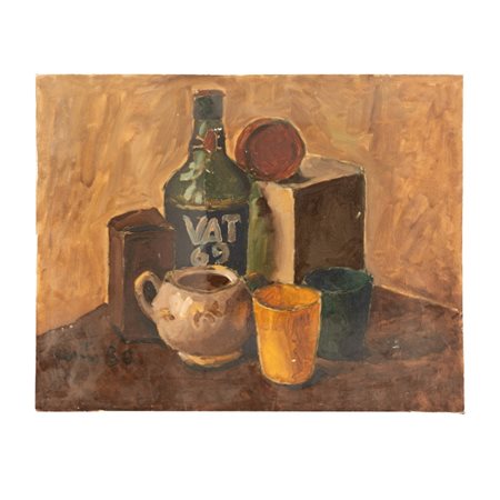 Giuseppe Centi (Rieti, 1904 - L'Aquila, 1983) 
Natura morta 
olio su cartone telato cm 40x50