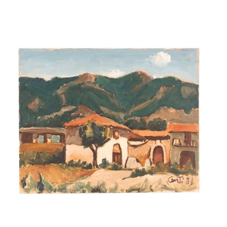 Giuseppe Centi (Rieti, 1904 - L'Aquila, 1983) 
Paesaggio 
olio su cartone telato cm 40x50