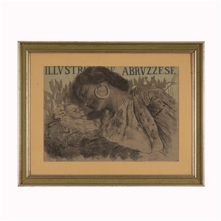 Basilio Cascella (Pescara, 1860 - Roma, 1950) 
Maternità 
litografia cm 59,5x 39,5; con cornice cm 60x76
