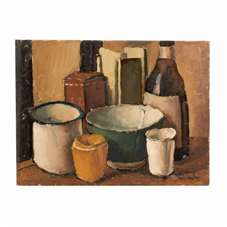 Giuseppe Centi (Rieti, 1904 - L'Aquila, 1983) 
Natura morta 
olio su cartone pressato cm 30x40