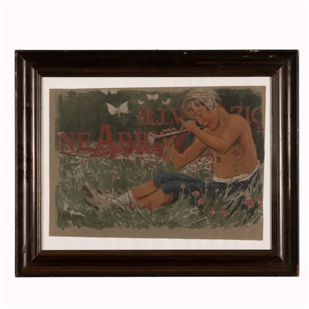 Basilio Cascella (Pescara, 1860 - Roma, 1950) 
Giovane suonatore di piffero 
litografia cm 42x57; con cornice cm 60x74,5