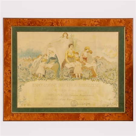 Basilio Cascella (Pescara, 1860 - Roma, 1950) 
Diploma per l'Esposizione Didattica Abruzzese, Chieti 1-31 ottobre 1926 
cromolitografia cm 46,5x61 