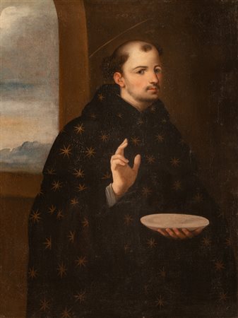 Alonso Cano (attribuito a) (Granada, 19 marzo 1601 - Granada,  3 settembre 1667) 
Ritratto di San Nicola da Tolentino  
olio su tela 100x75,5; con cornice cm 101,5x77