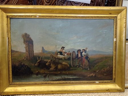  
Pittore romano del XIX secolo 
olio su tela cm 60x92,5; con cornice cm 77,5x111