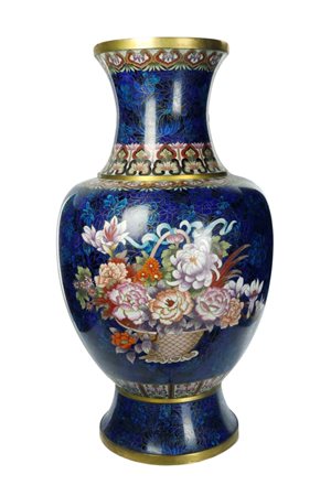 
Grande vaso blu cloisonnet  Fine XIX secolo
 