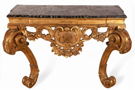  
Consolle toscana da muro Luigi XIV  
Legno intagliato e dorato cm 88x113x44