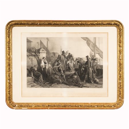 Zacheusz Prevost (1797 - 1861) 
Les Pecheurs de l'Adriatique  XIX secolo
litografia cm 73x96; con cornice cm 93x123,5