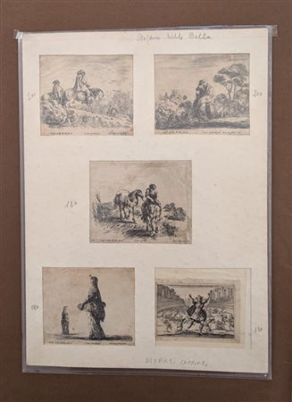  
Folder con 4 incisioni di Stefano della Bella e una di Edouard Eckman da Jacques Callot 
 