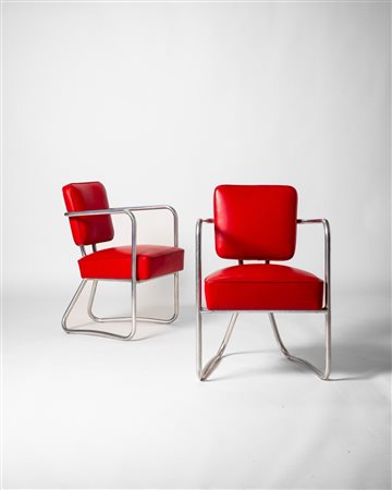 Gio Ponti (Milano 18 novembre 1891 - 16 settembre 1979)  - Coppia di poltroncine per gli Uffici di Palazzo Montecatini, Milano, 1936