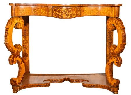  
Console Italiana Carlo X XIX secolo
 Altezza x larghezza x profondità: 91 x 122 x 59 cm.