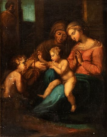 Raffaello Sanzio (copia da) (Urbino , 1483 - Roma, 1520) 
Madonna del Divino Amore XVIII - XIX secolo
Olio su tela cm. 47x37. Con cornice