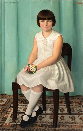 ROBERT BOUROULT (Paris, 1894 - Paris, 1975) 
Ritratto di fanciulla  1931
 Altezza x larghezza 135x92 cm -115x75 cm (senza cornice)