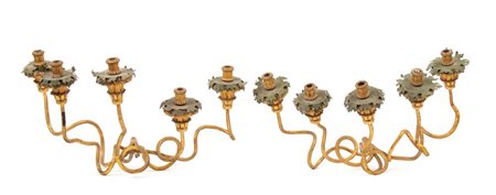  
Coppia di portacandela italiani dorati da muro, Luigi XVI XVIII secolo
 Altezza x larghezza x profondità 52x 85x 60 cm