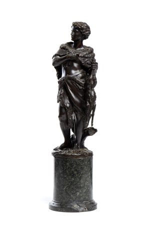 EMILE BOYER (1877 - 1948) 
Scultura francese in bronzo 
 Altezza x diametro: 43 x 13 cm.
