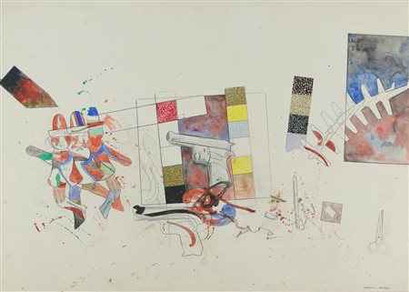 Franco Angeli (Roma, 1935 - 1988) Senza titolo Primi anni '80 Tecnica mista e...