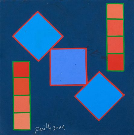 Achille Perilli (Roma, 1927 - 2021) Arte 2009 Tecnica mista su tela cm. 20x20...