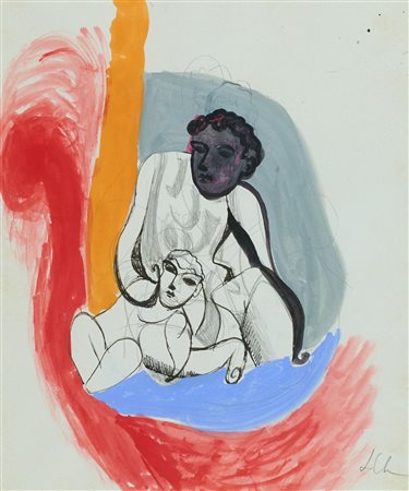 Sandro Chia (Firenze, 1946) Figure 1990 Tecnica mista su carta cm. 40x33...