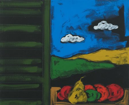 Tano Festa (Roma, 1938 - 1988) Natura con persiane 1986 Acrilico su tela cm....