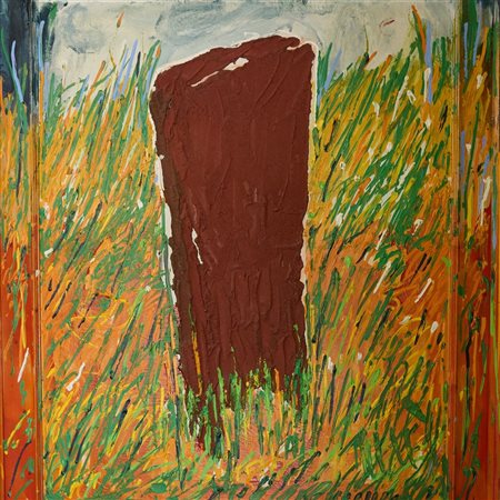 Mario Schifano (Homs, 1934 - Roma, 1998) Monolite 1984 Smalto, acrilico e...