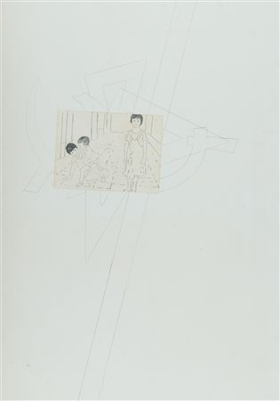 Franco Angeli (Roma, 1935 - 1988) Calabria 1978 Matita e collage su carta cm....