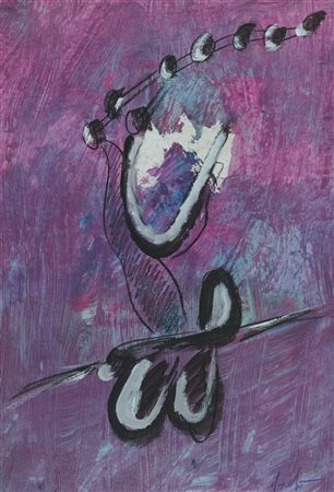 Sergio Dangelo (Milano, 1932) Sghembo Tecnica mista su carta cm. 42x29,5...