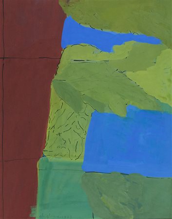 Alfredo Chighine (Milano, 1914 - Pisa, 1974) Giardino 1973 Tempera su cartone...