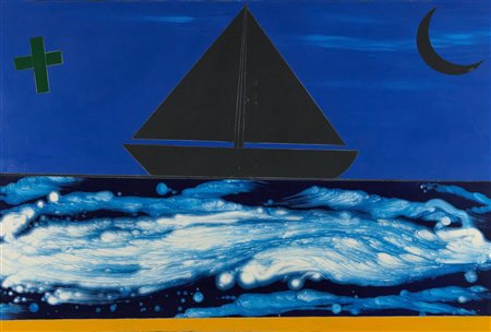 Franco Angeli (Roma, 1935 - 1988) Bel Ami' Metà anni '80 Tecnica mista su...