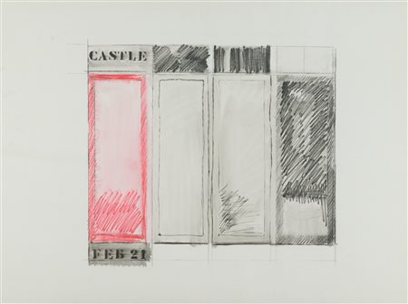 Tano Festa (Roma, 1938 - 1988) "Castle” feb. 21 1962 Tecnica mista su carta...