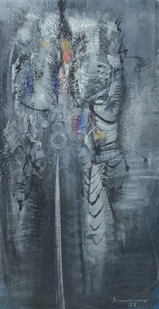 Emilio Scanavino (Genova, 1922 - Milano, 1986) Senza titolo 1955 Olio su tela...