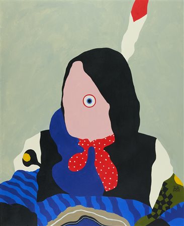 Fabio De Poli (Genova, 1947) Capo due colpi 1990 Olio su tela cm 100x80...