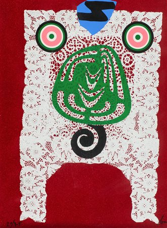 Enrico Baj (Milano, 1924 - 2003) Animale 1959 Serigrafia a colori su...