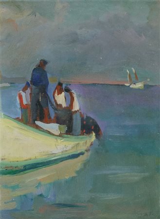 Tato (Sansone Guglielmo) (Bologna, 1896 - Roma, 1974) Marina con pescatori...