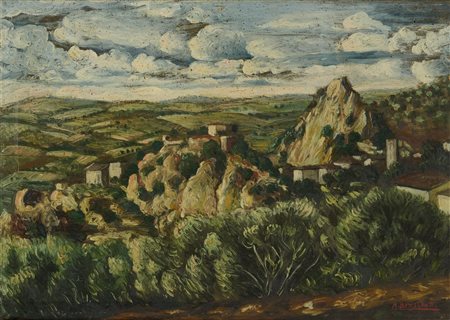 Alessandro Bruschetti (Perugia, 1910 - Brugherio , 1980) Paesaggio Olio su...