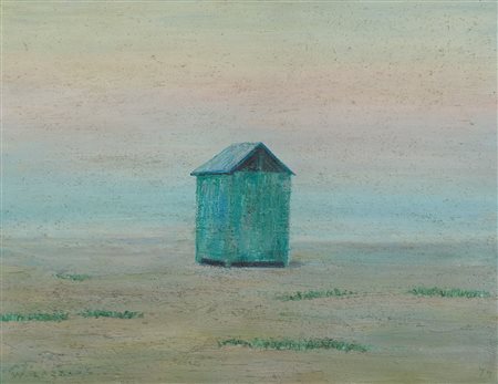 Walter Lazzaro (Milano, 1914 - Roma, 1989) Capanno verde 1974 Olio su...