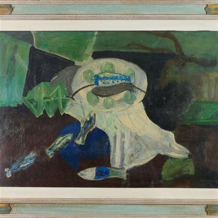 Bruno Cassinari (Piacenza, 1912 - Milano, 1992) Natura morta con pesce 1949...