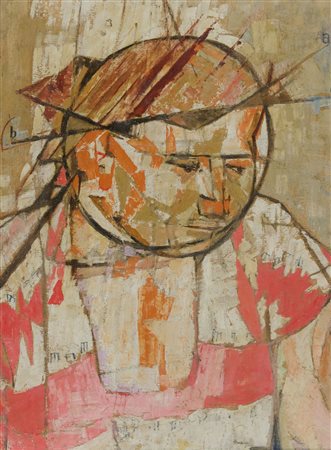 Fausto Pirandello (Roma, 1899 - Roma, 1975) Omaggio a Giotto 1954 c.a Olio su...