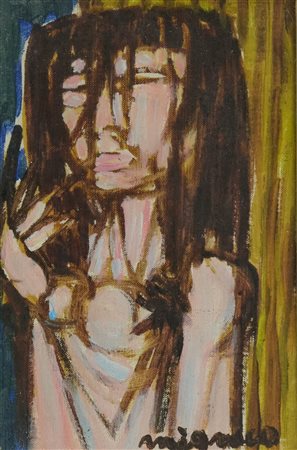 Giuseppe Migneco (Messina, 1908 - Milano, 1997) Donna bruna 1962 Olio su tela...