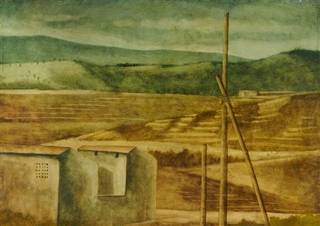Marcello Scuffi (Tizzana (Pt), 1948 - Pistoia, 2021) Paesaggio 1977 Olio su...