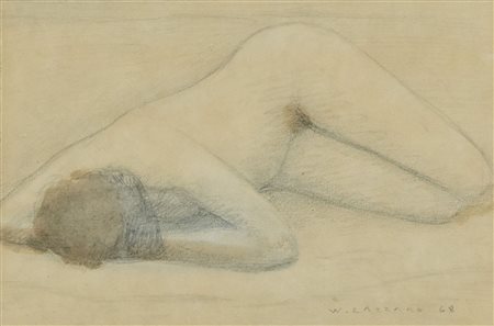 Walter Lazzaro (Milano, 1914 - Roma, 1989) Donna e mare 1968 Tecnica mista su...