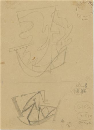 Atanasio Soldati (Parma, 1896 - Parma, 1953) Senza titolo Matita su carta cm....